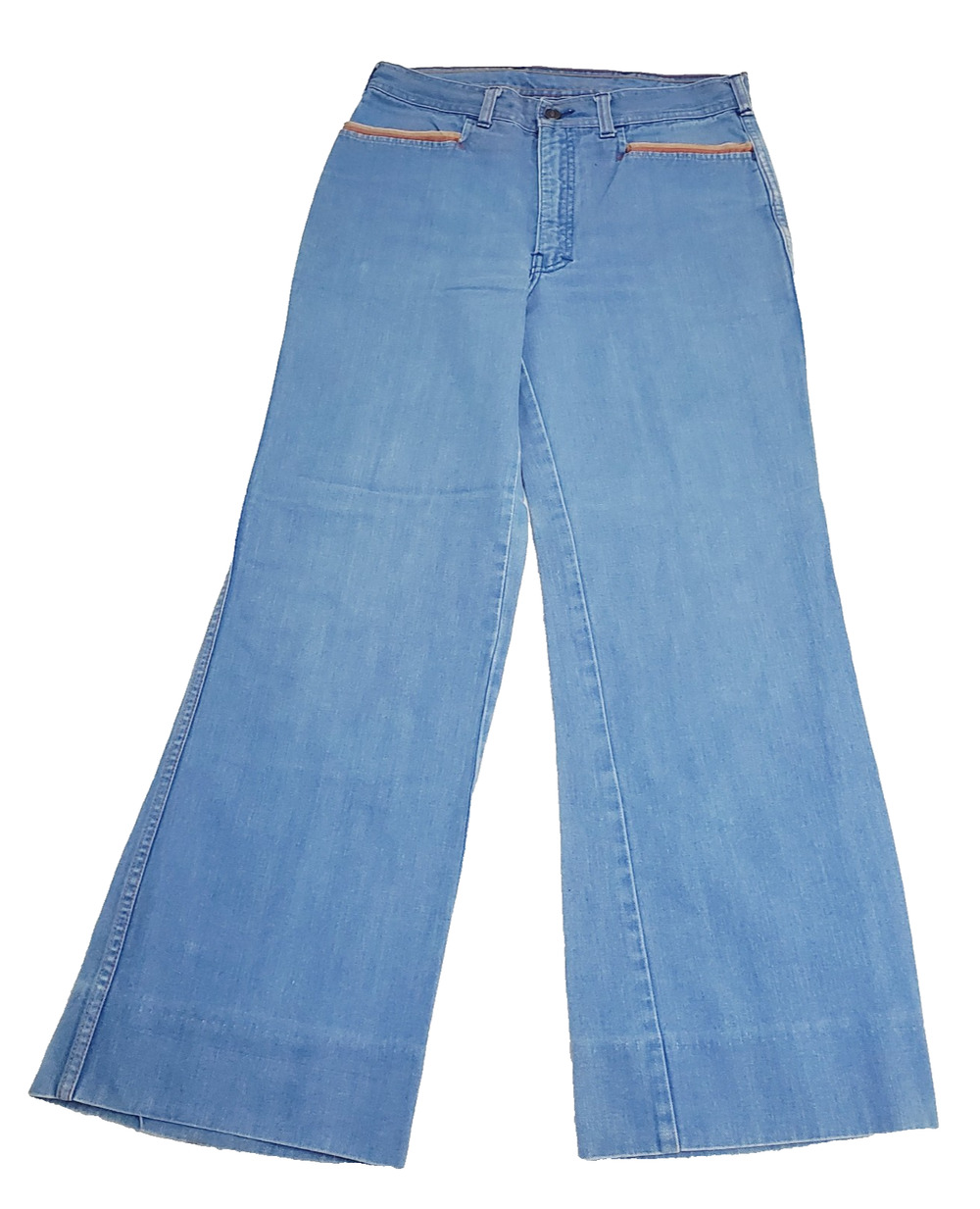 Vintage Male Slacks Jean 32x29 9” Bell Bottom Flare Leg Blue Women's Pant 60s